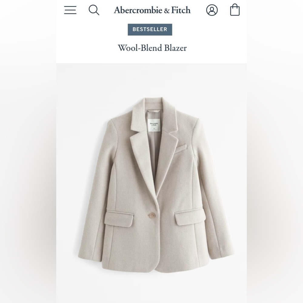 Abercrombie & Fitch Heavy Weight Wool Blend Blazer - Taupe - Picture 13 of 14